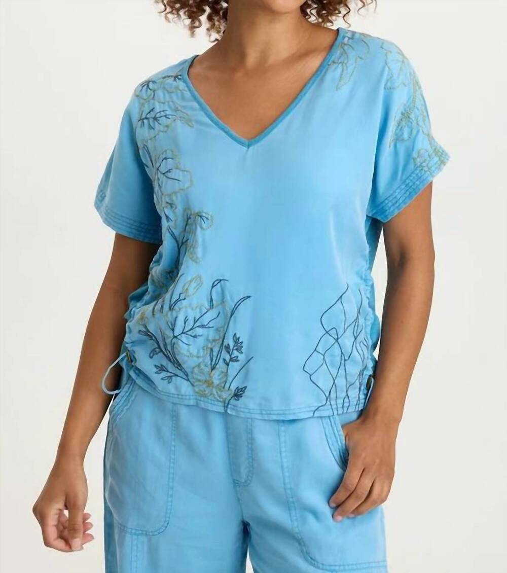 NEW XCVI embroidered dashell twill top in aztec sky